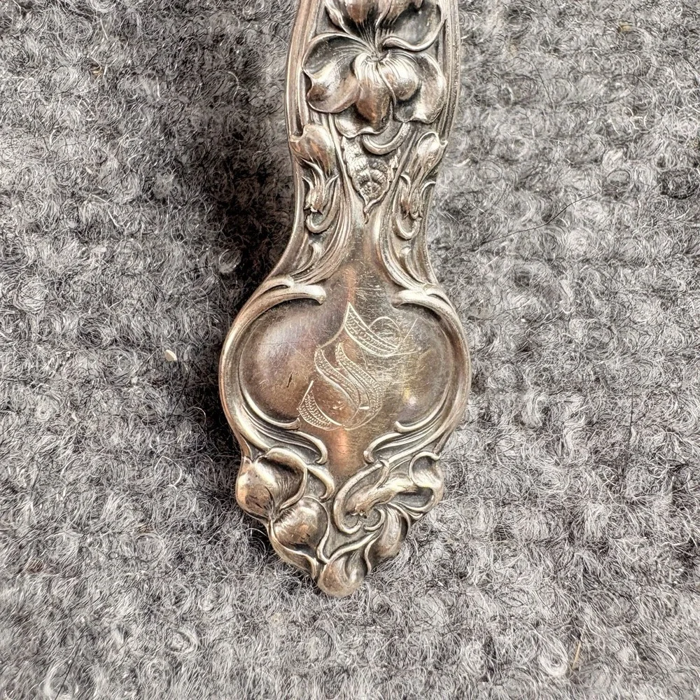 Wallace Violet Sterling Silver Dinner Fork Monogram S Floral Art Nouveau 1904